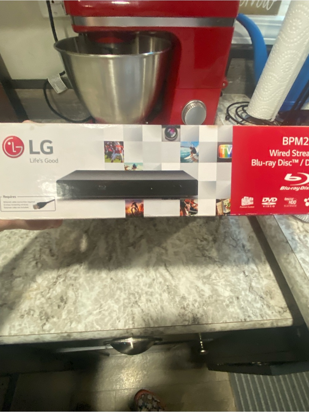 LG BPM25 Blu-ray Disc / DVD Player Box - Red and White
